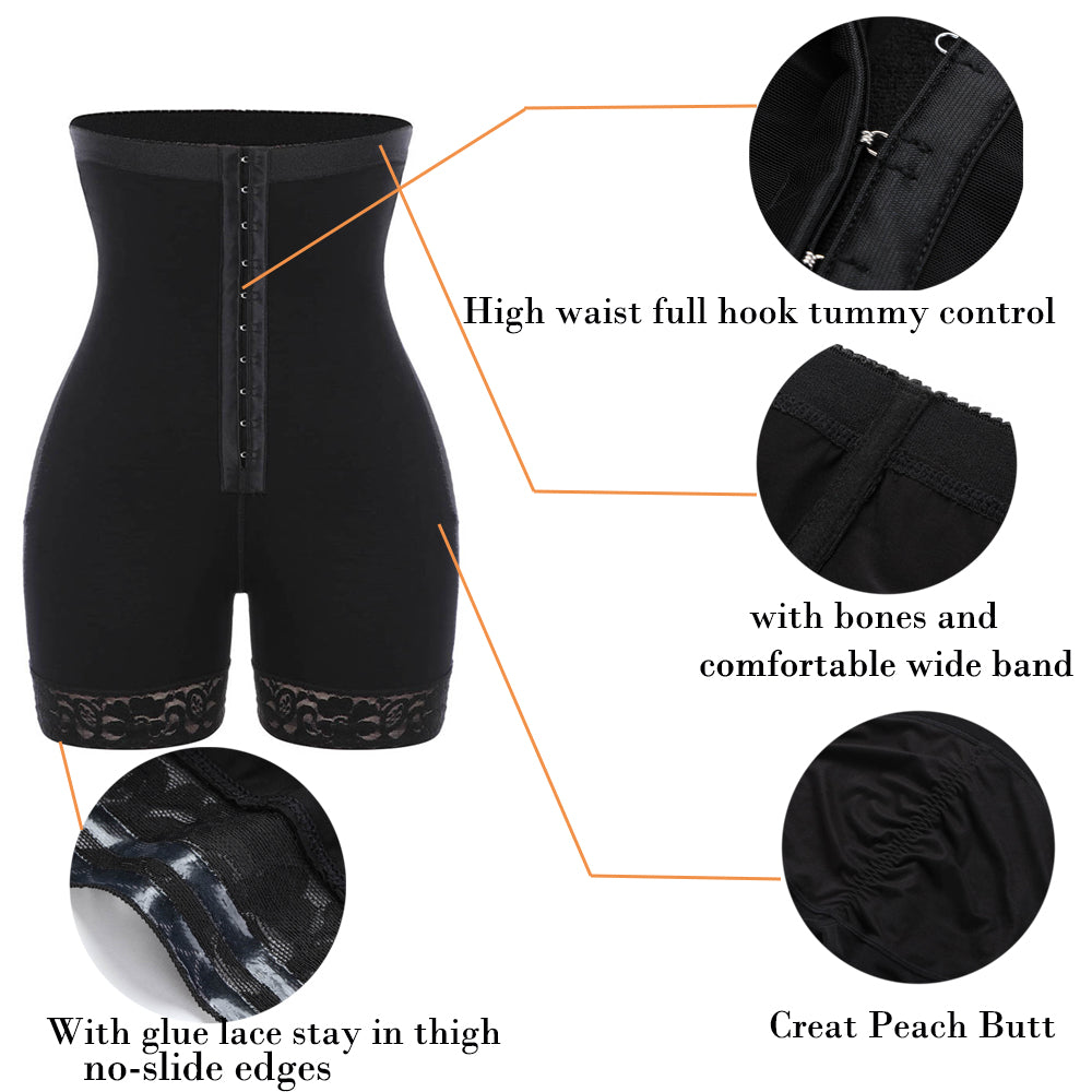 High Waisted Short, Black Comfy Tummy Control Shapewear Thigh Slimmer  Seamless For Women M/L 