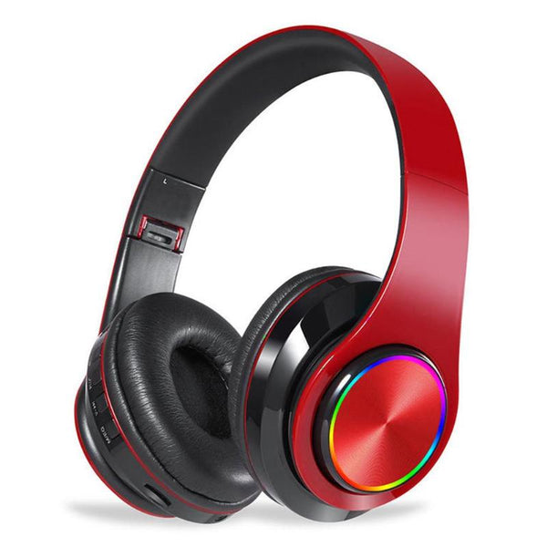 Wireless Bluetooth headphones | luminous deep bass stereo sports headphones with microphone card slot Rainbow LED fashion headphones - GadgetSourceUSA