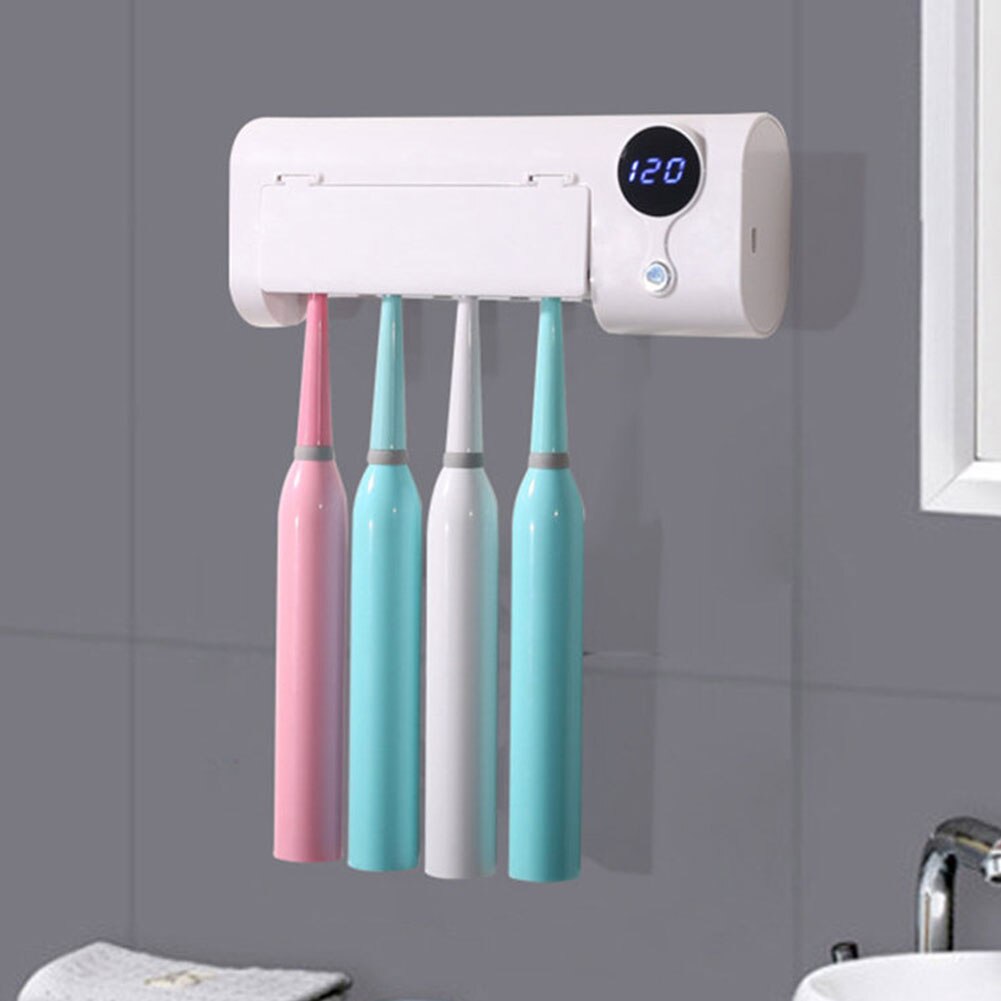 Toothbrush Sanitizer | UV Disinfection and Sterilization | Smart Induction UV Light Toothbrush Sterilizer | Wall Mounted - GadgetSourceUSA