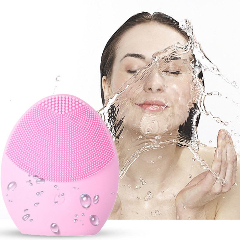 Silicon Face Cleansing Brush | Sonic Vibration Face Cleaner | Deep Pore Facial Cleansing Silicon Brush - GadgetSourceUSA