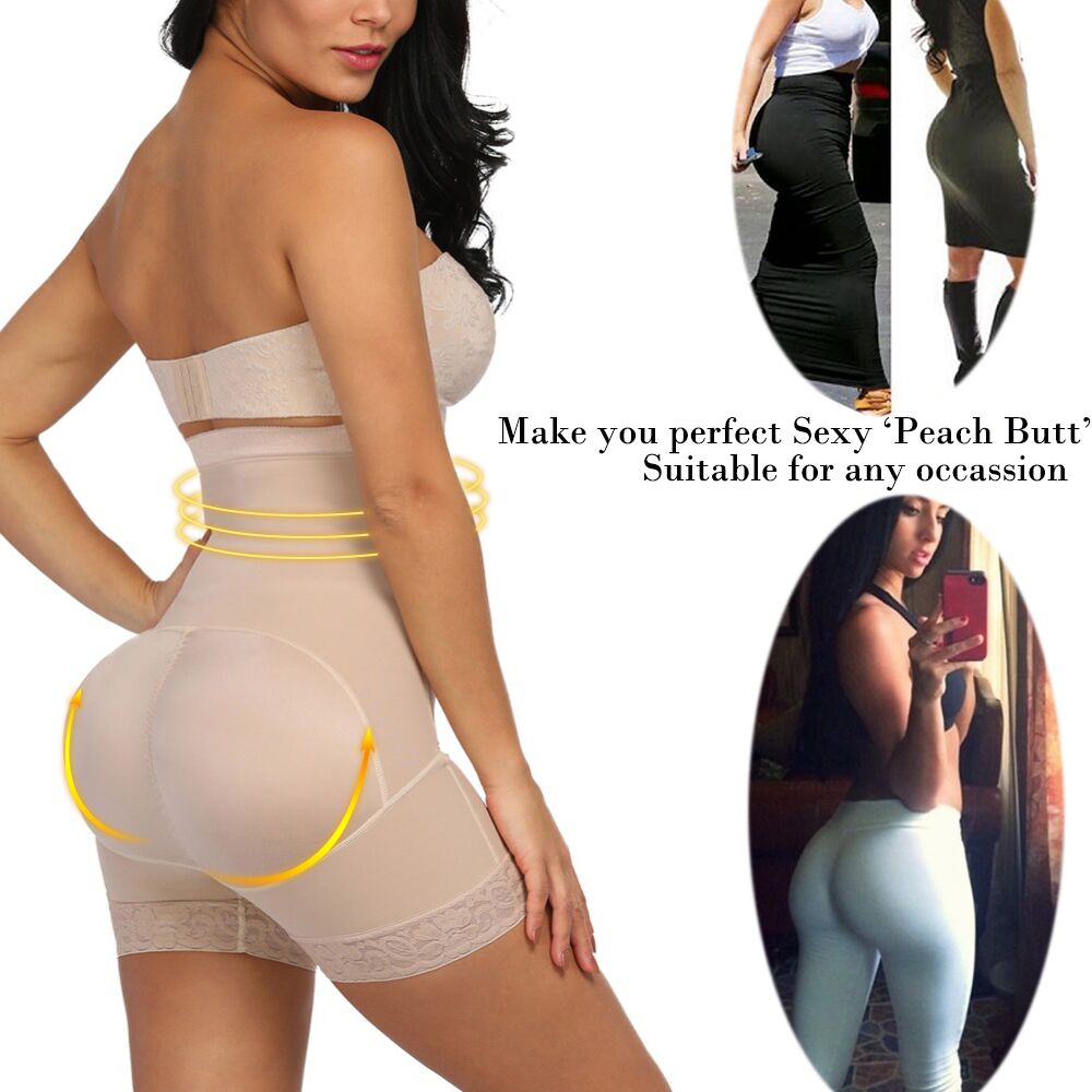High Waist Nude Plus Size Lace Trim Bum Lift Shapewear Slimming Waist