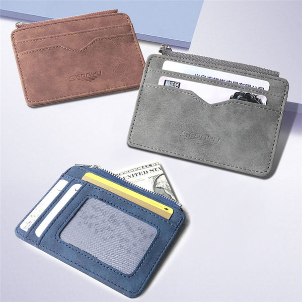 Men's Wallet Short Matte Leather Retro Multi card Frosted Fabric Card Holder Money New Minimalist Purse Transparent Coins A5|Card & ID Holders - GadgetSourceUSA