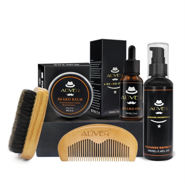 Mens Beard Oil Kits With Scissor,Comb,Brush,Beard Oil,Styling Shaping Mustache Hair Growth Beard Styling Beard Care Set - GadgetSourceUSA