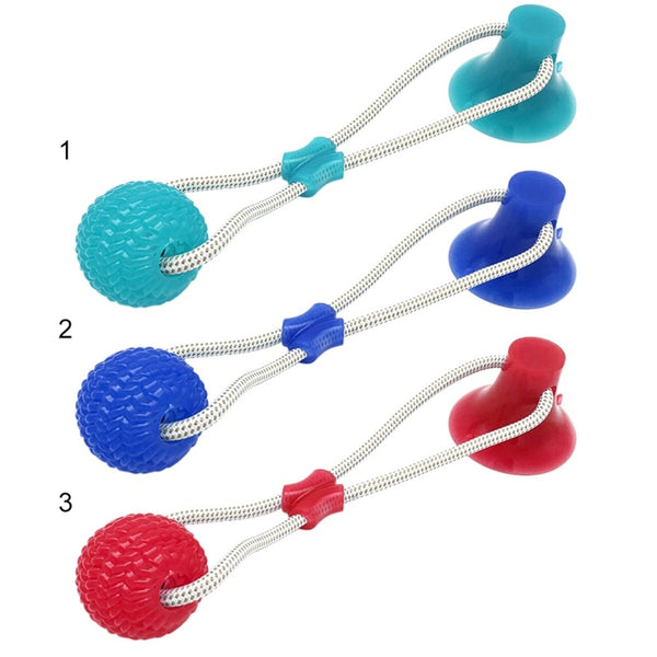 Pet Cats Dogs Interactive Suction Cup Push TPR Ball Toys Elastic Ropes Pet Tooth Cleaning Chewing Playing IQ Treat Puppy Toys - GadgetSourceUSA