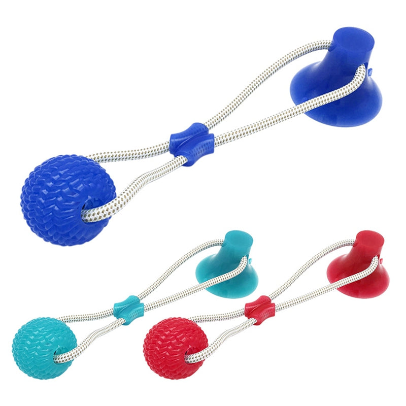 Dog Rope Ball Interactive Tug of War Toy Suction Cup Molar Teeth