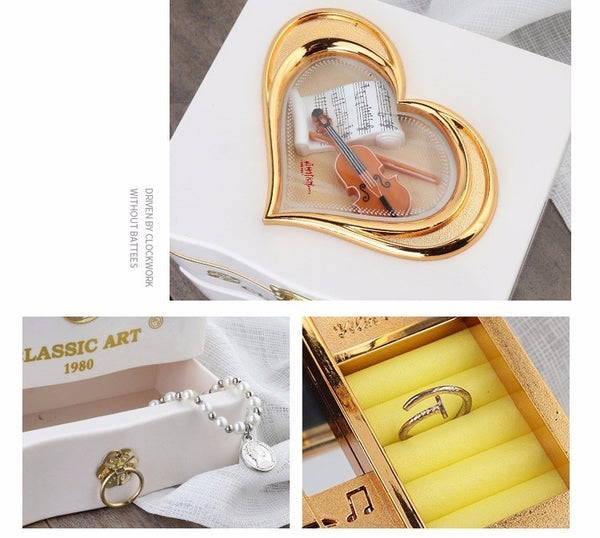 Music Box | Classic Rotating Dancer Ballerina Piano | Clockwork Jewelry Box | Girls Hand Crank Music Mechanism | Graduation Gift - GadgetSourceUSA