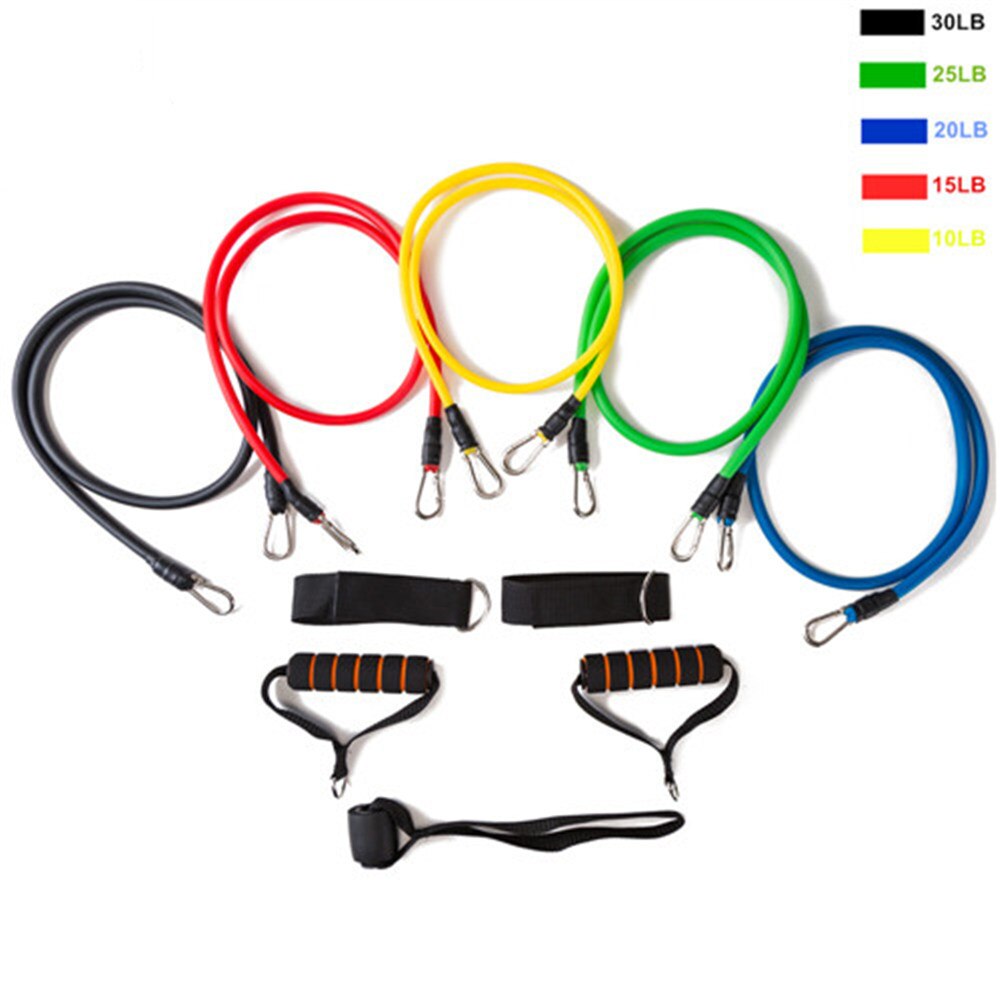 Resistance Bands | 11 or 17 Piece Home Gym | Pull Rope Fitness Exercises | Resistance Bands Set | Training, Yoga, Gym, Fitness Equipment - GadgetSourceUSA