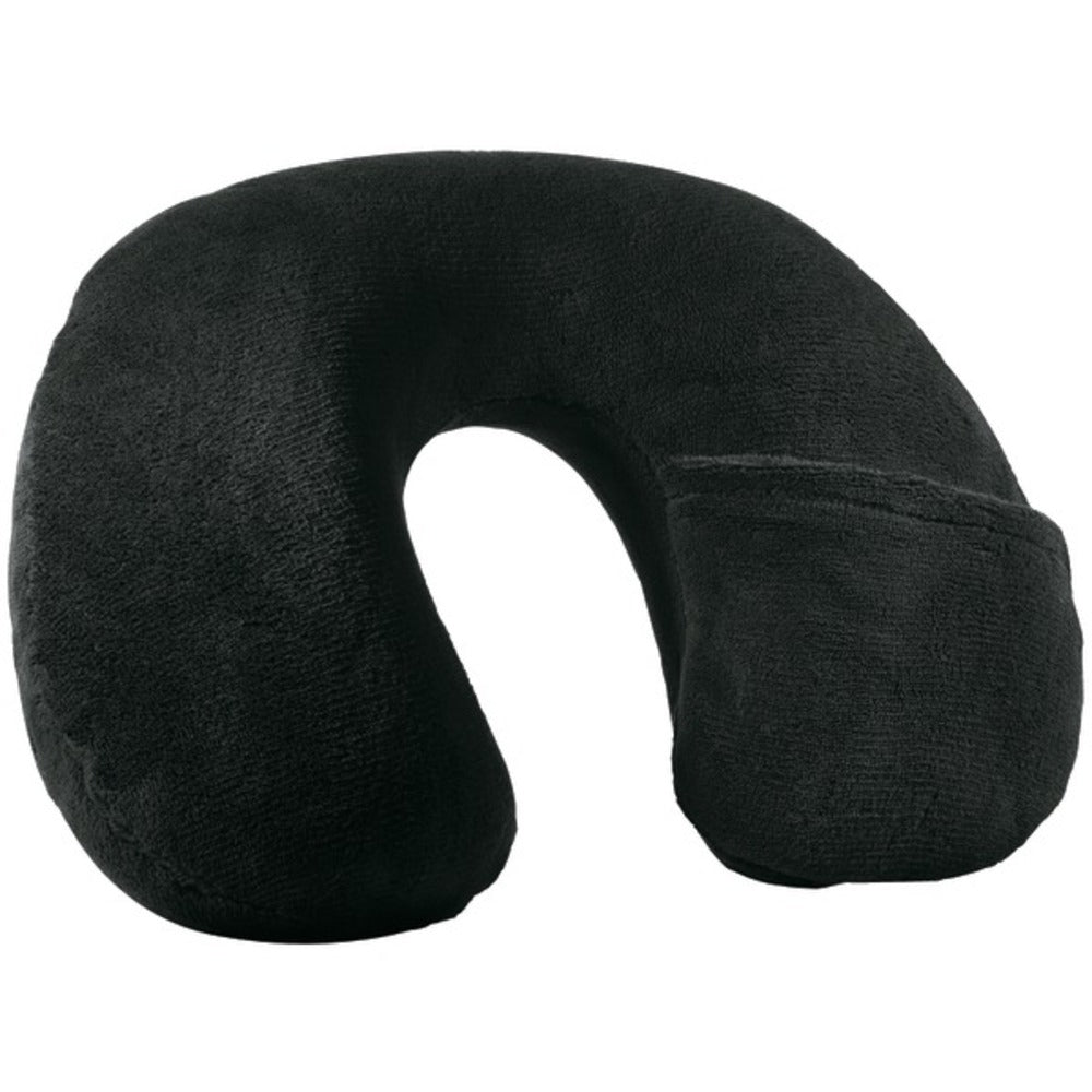 Travel Smart TS22X Inflatable Fleece Neck Rest (Black) - GadgetSourceUSA