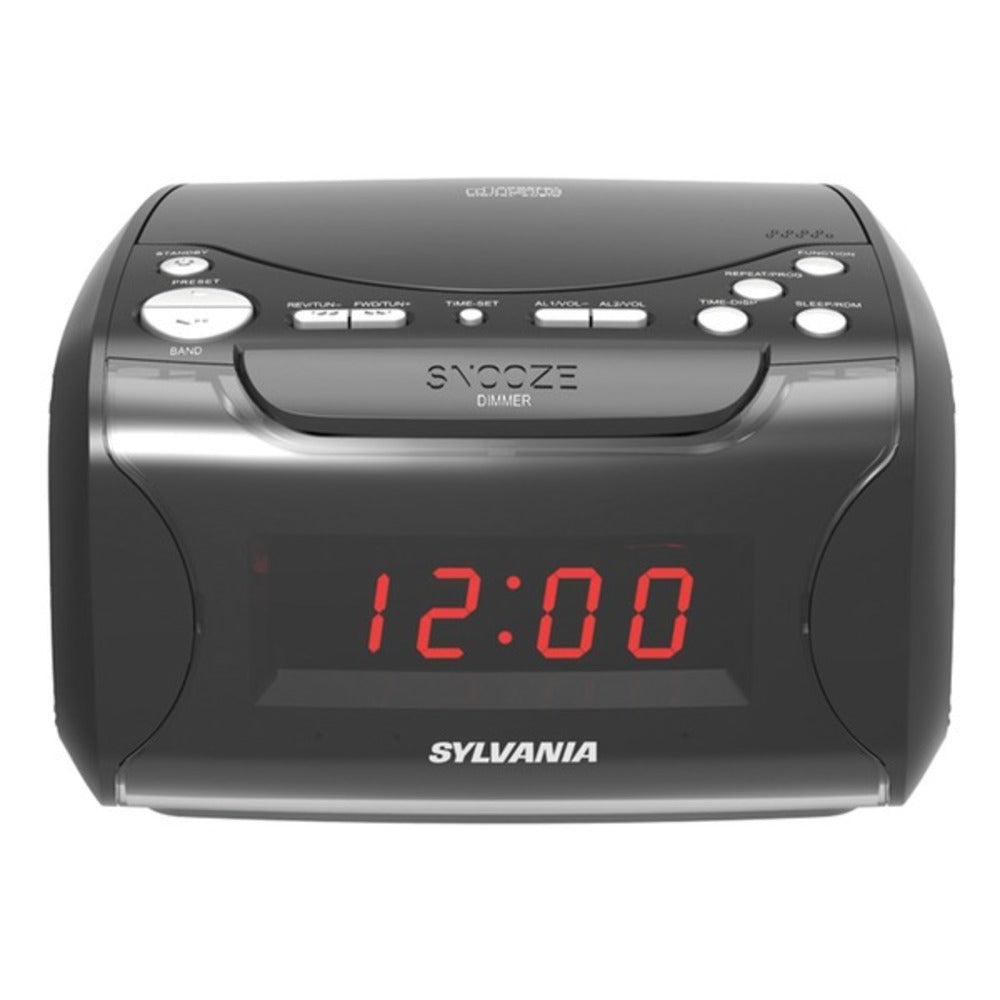 SYLVANIA SCR4986 USB-Charging CD Dual Alarm Clock Radio - GadgetSourceUSA