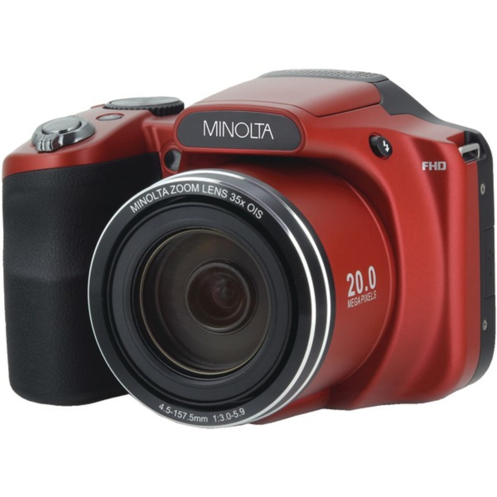 Minolta MN35Z-R 20.0-Megapixel 1080p Full HD Wi-Fi MN35Z Bridge Camera with 35x Zoom (Red) - GadgetSourceUSA