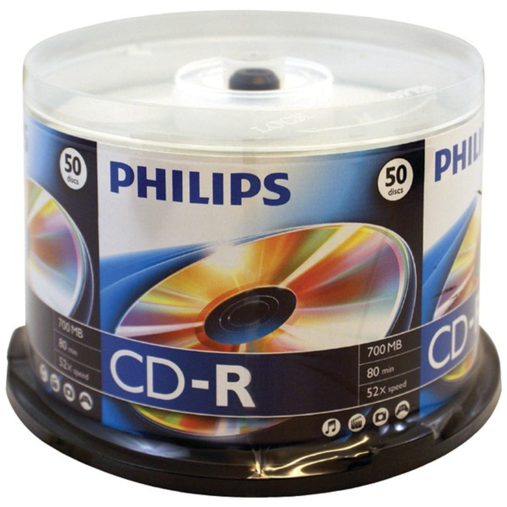 Philips D52N600 700MB 80-Minute 52x CD-Rs (50-ct Cake Box Spindle) - GadgetSourceUSA