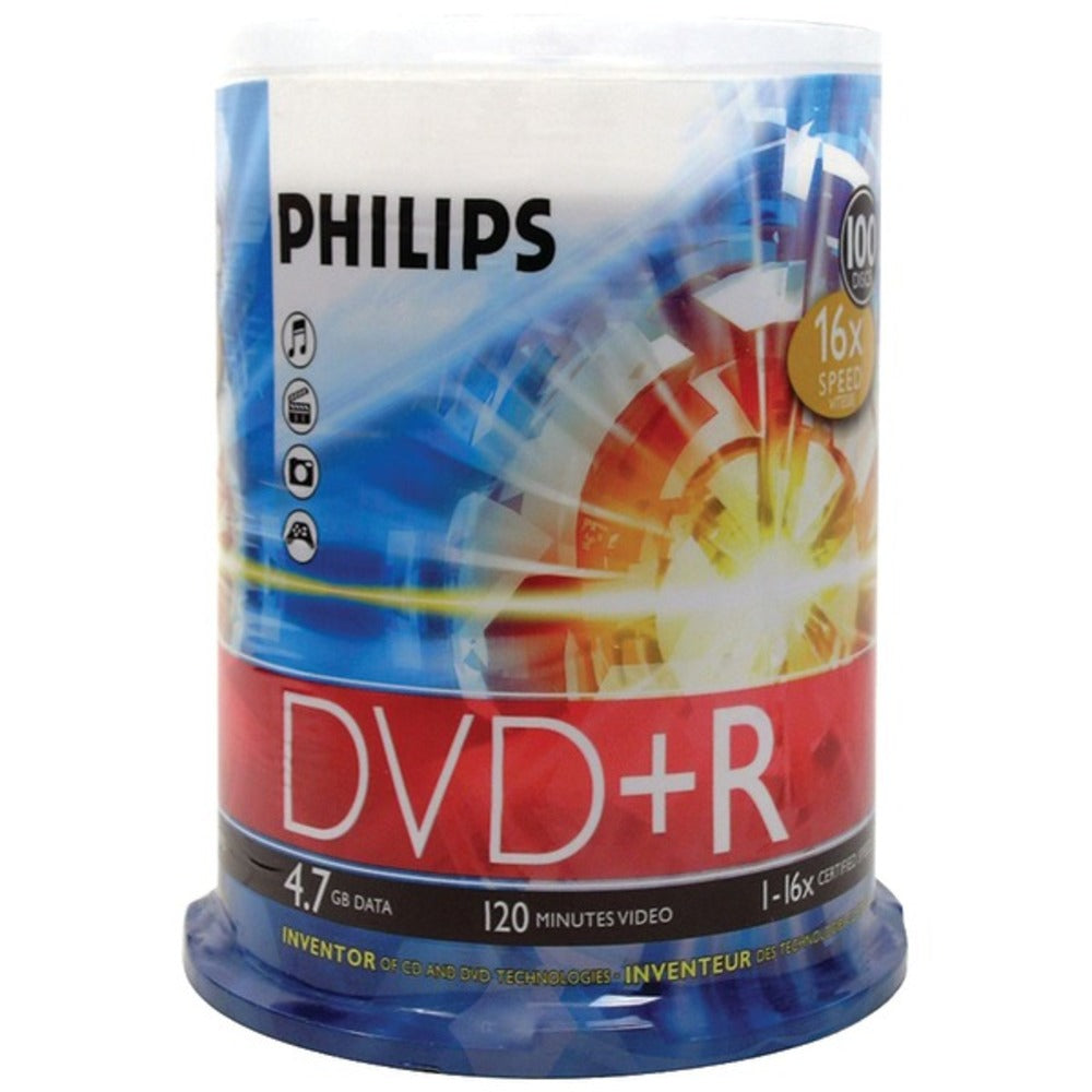 Philips DR4S6B00F/17 4.7GB 16x DVD+Rs (100-ct Cake Box Spindle) - GadgetSourceUSA