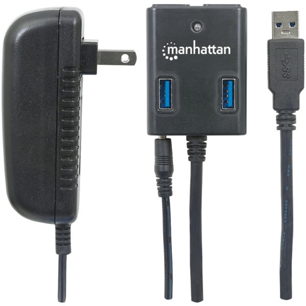 Manhattan 162302 SuperSpeed USB 3.0 Hub with AC Adapter - GadgetSourceUSA