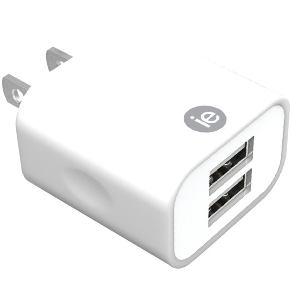 iEssentials IEN-AC22A-WT 2.4-Amp Dual USB Wall Charger (White) - GadgetSourceUSA
