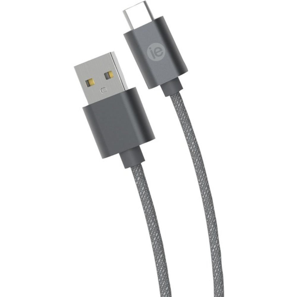 iEssentials IEN-BC10C-GRY Charge and Sync Braided USB-C to USB-A Cable, 10ft (Gray) - GadgetSourceUSA