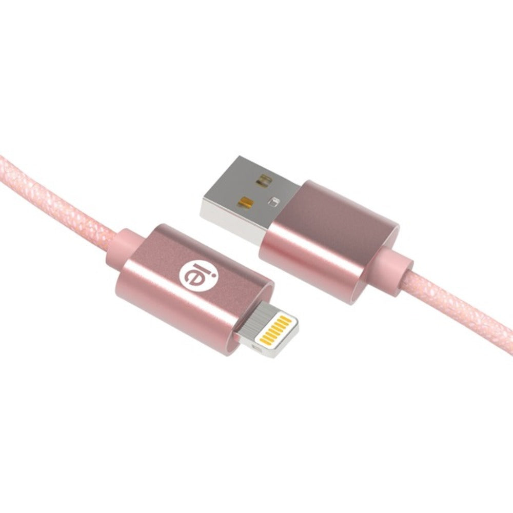 iEssentials IEN-BC10L-RGLD Charge and Sync Braided Lightning to USB Cable, 10ft (Rose Gold) - GadgetSourceUSA