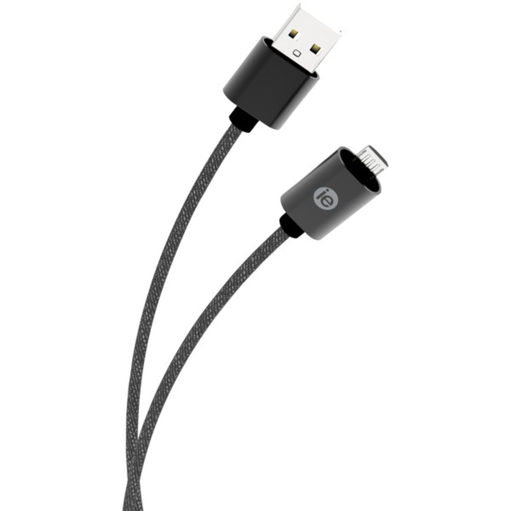 iEssentials IEN-BC10M-BK Charge and Sync Braided Micro USB to USB Cable, 10ft (Black) - GadgetSourceUSA