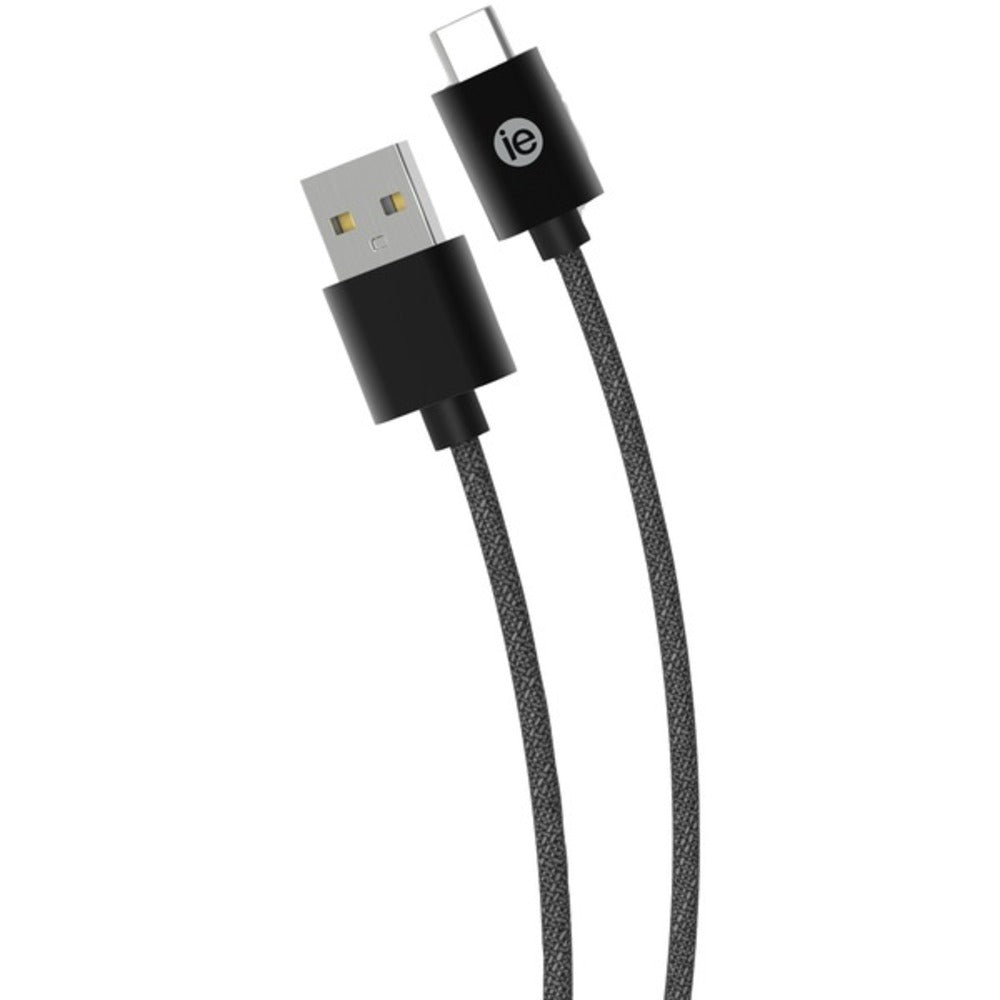 iEssentials IEN-BC6C-BK Charge and Sync Braided USB-C to USB-A Cable, 6ft (Black) - GadgetSourceUSA