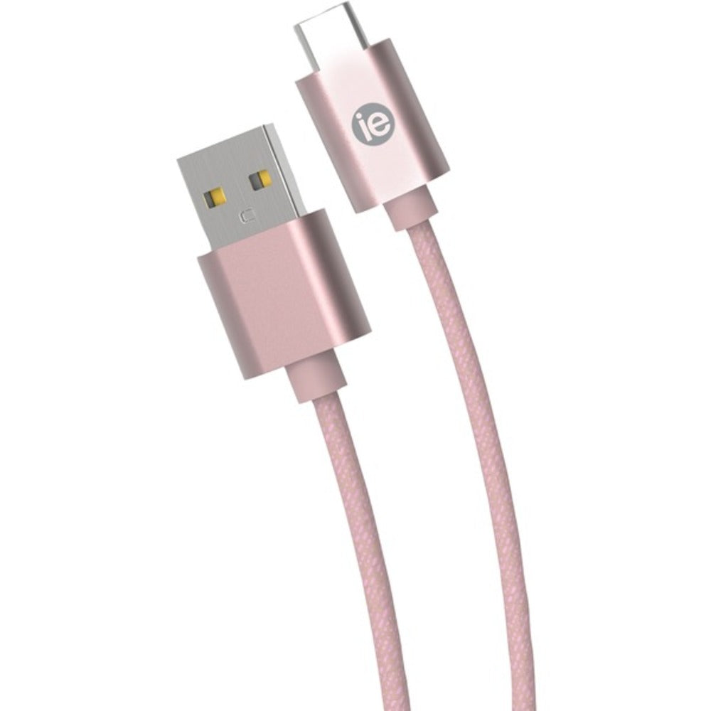 iEssentials IEN-BC6C-RGLD Charge and Sync Braided USB-C to USB-A Cable, 6ft (Rose Gold) - GadgetSourceUSA