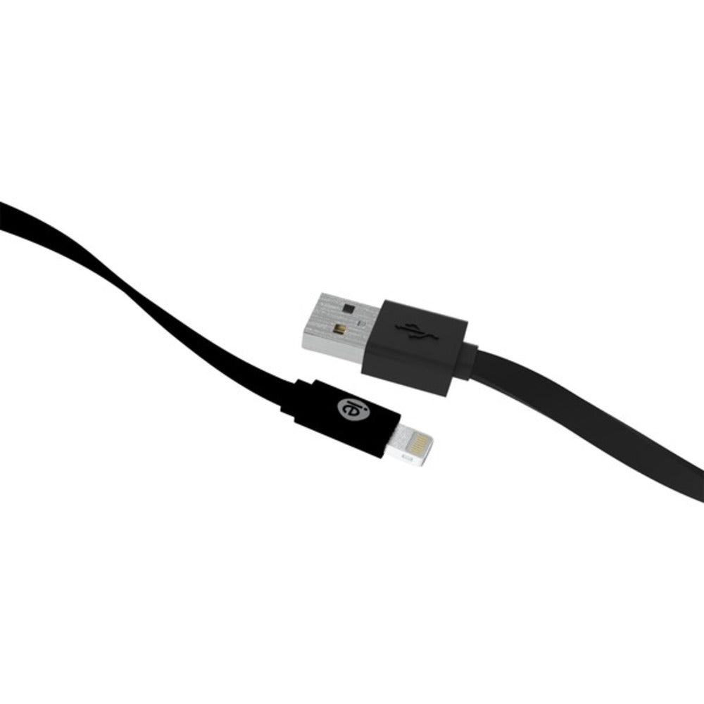 iEssentials IEN-FC4L-BK Charge and Sync Flat Lightning to USB Cable, 4ft (Black) - GadgetSourceUSA