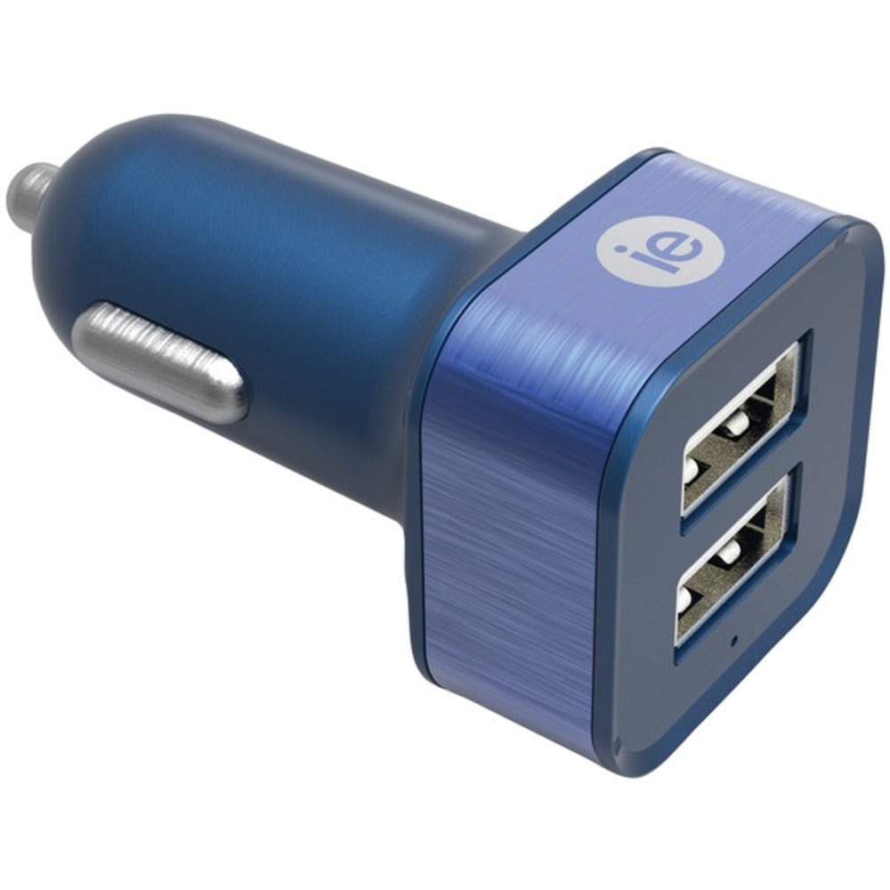 iEssentials IEN-PC22A-BL 2.4-Amp Dual USB Car Charger (Blue) - GadgetSourceUSA