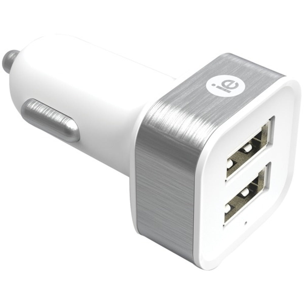 iEssentials IEN-PC22A-WT 2.4-Amp Dual USB Car Charger (White) - GadgetSourceUSA