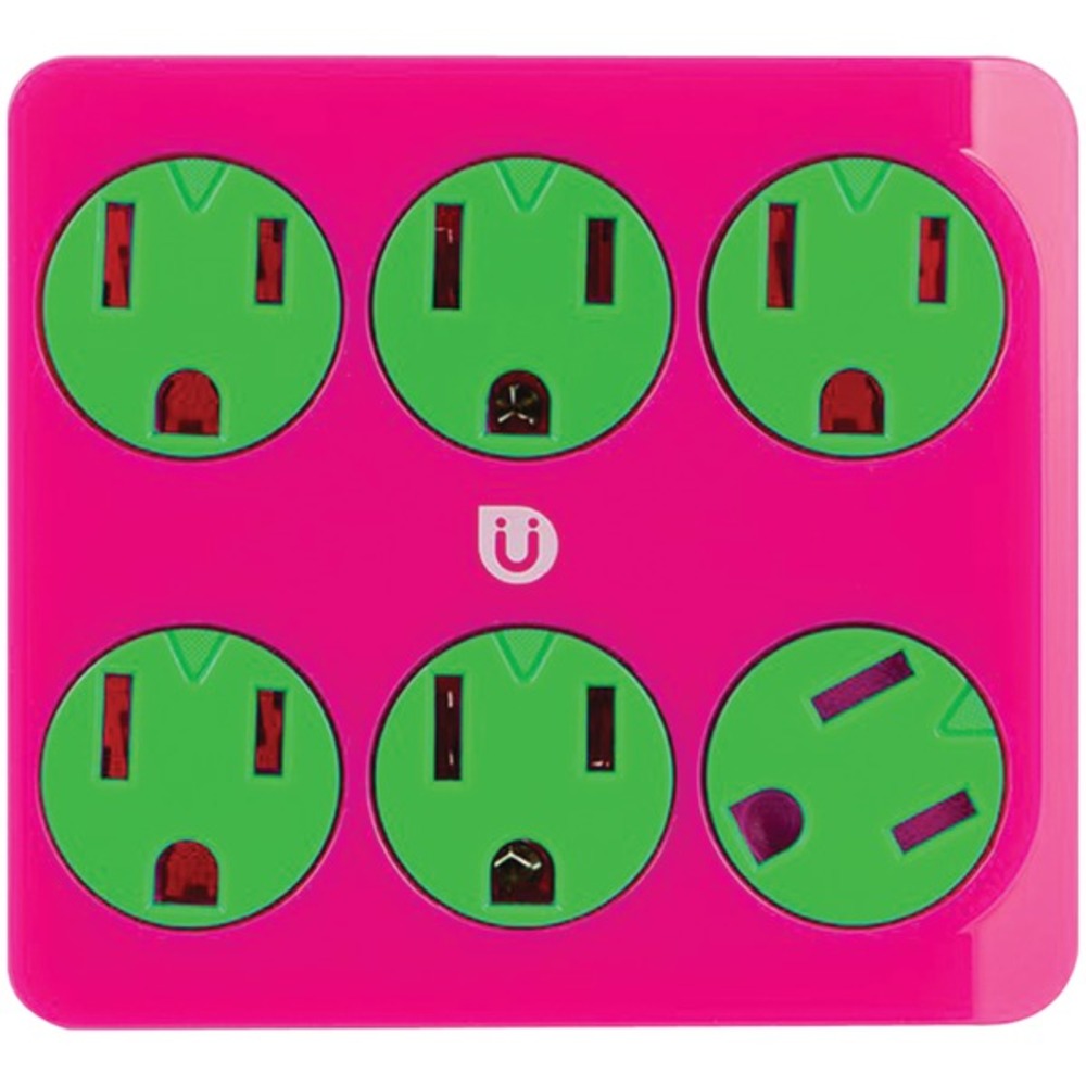 Uber 25110 6-Outlet Power Tap (Pink and Green) - GadgetSourceUSA