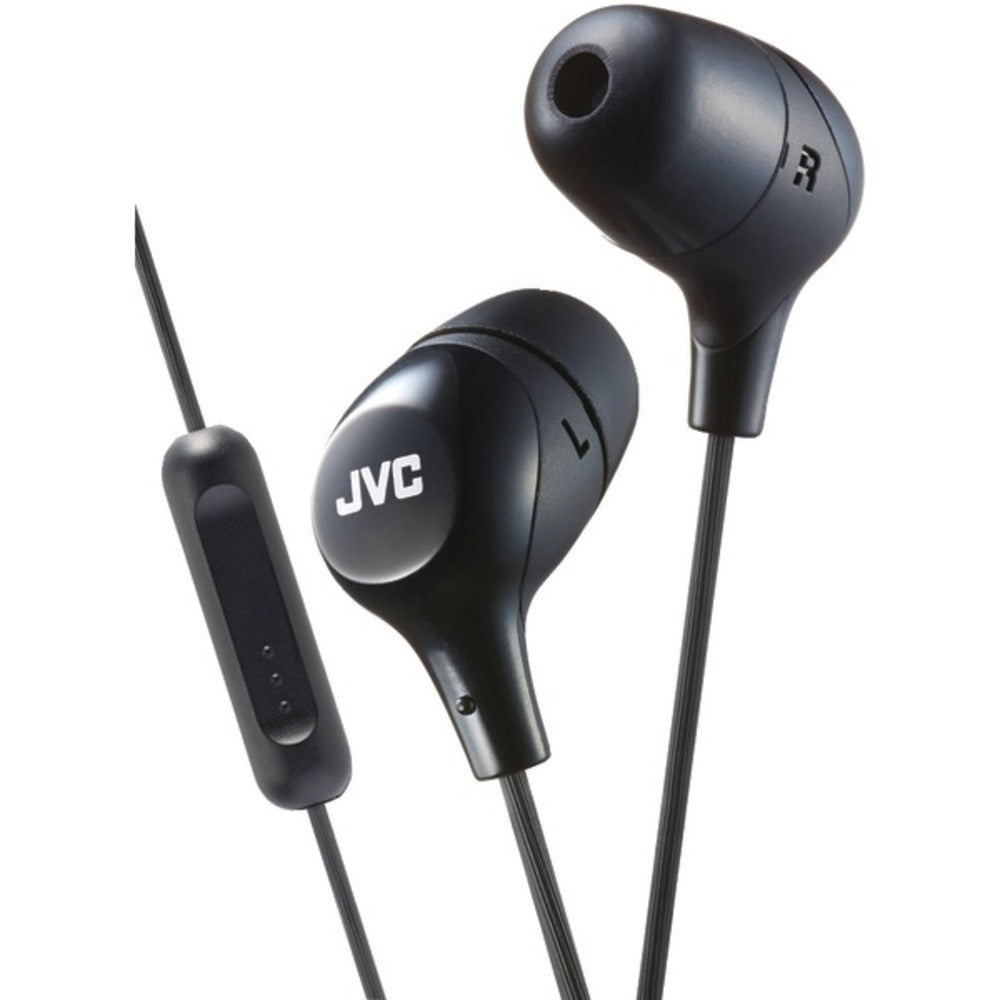 JVC HAFX38MB Marshmallow Inner-Ear Headphones with Microphone (Black) - GadgetSourceUSA