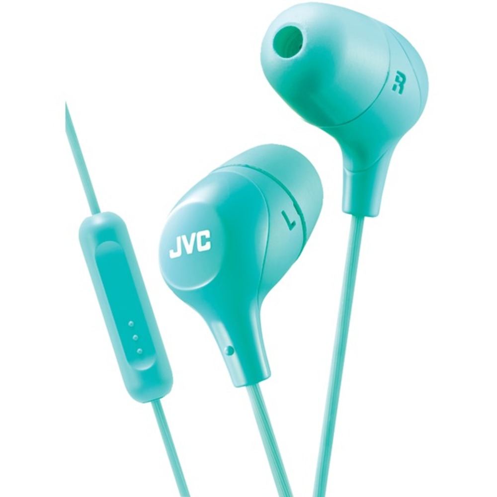 JVC HAFX38MG Marshmallow Inner-Ear Headphones with Microphone (Green) - GadgetSourceUSA