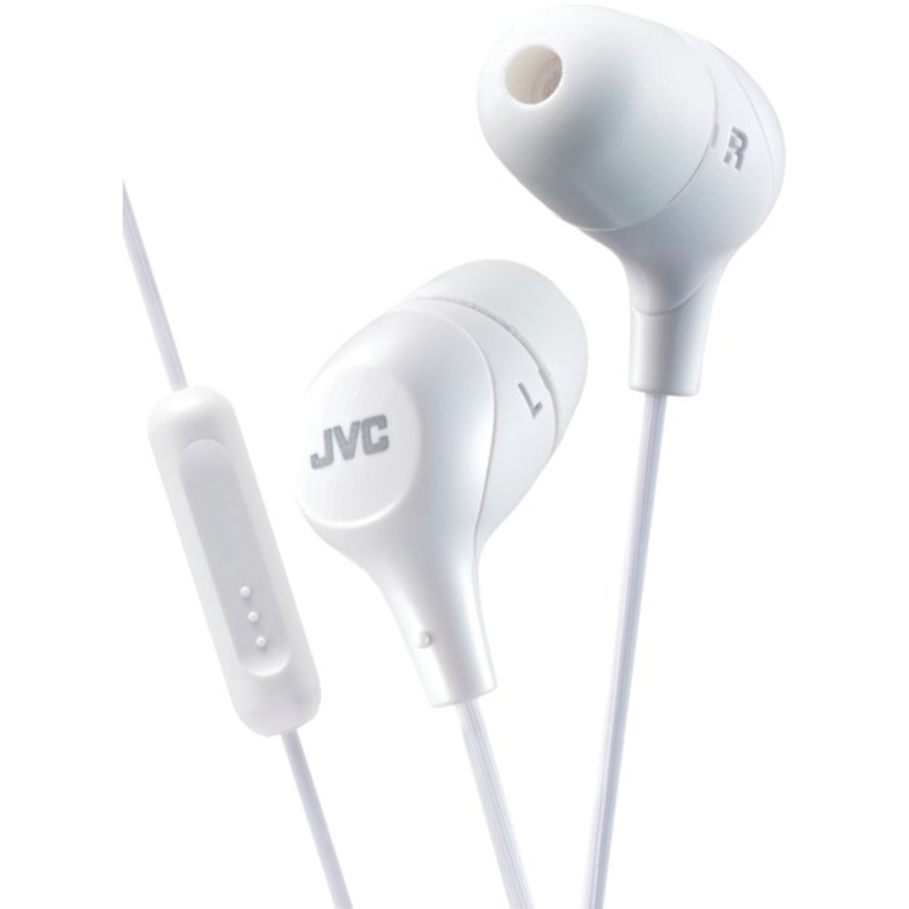 JVC HAFX38MW Marshmallow Inner-Ear Headphones with Microphone (White) - GadgetSourceUSA