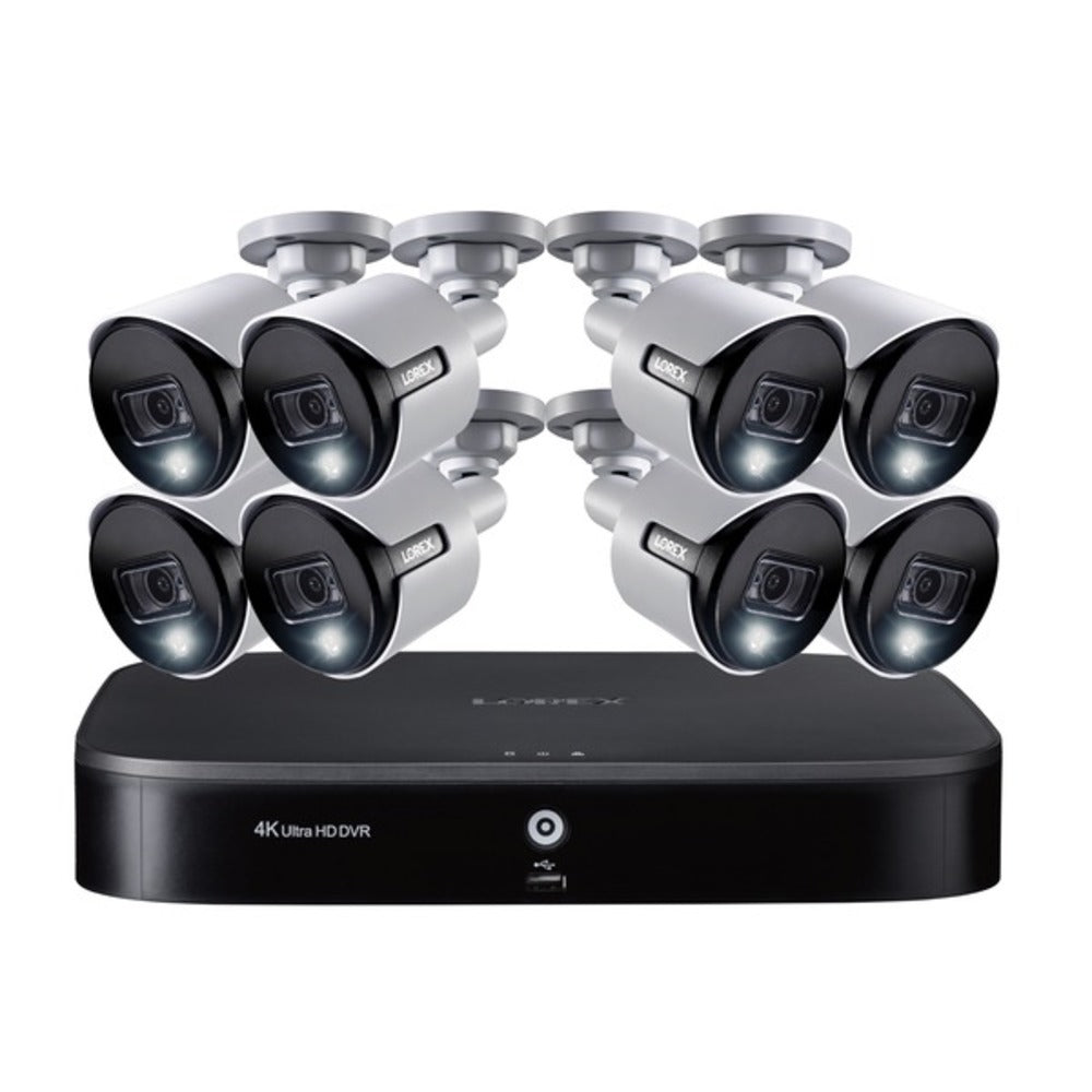 Lorex DK162-88DAE 4K Ultra HD 16-Channel Security System with 2 TB DVR and Eight 4K Ultra HD Bullet Security Cameras with Color Night Vision, Active Deterrence, and Smart Home Voice Control - GadgetSourceUSA