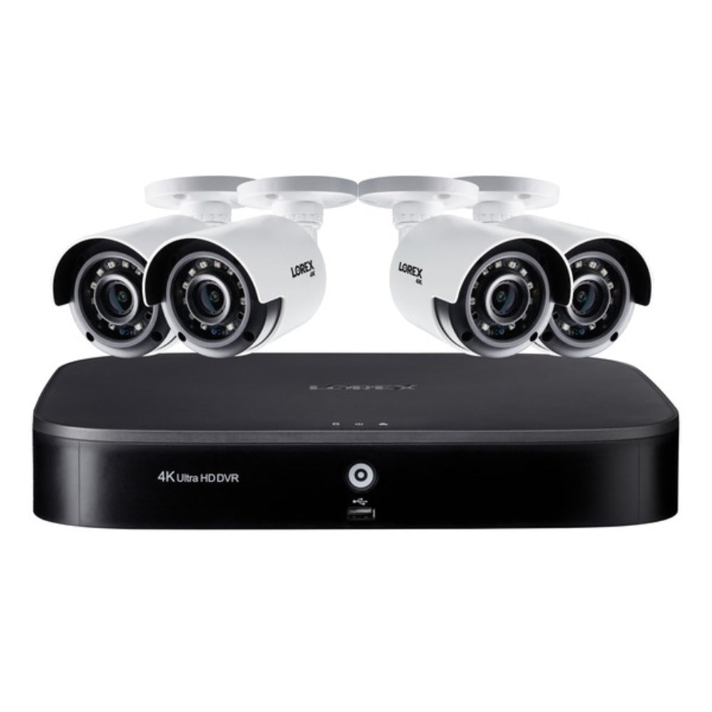 Lorex DK182-48CAE 4K Ultra HD 8-Channel Security System with 2 TB DVR and Four 4K Ultra HD Color Night Vision Bullet Cameras with Smart Home Voice Control - GadgetSourceUSA