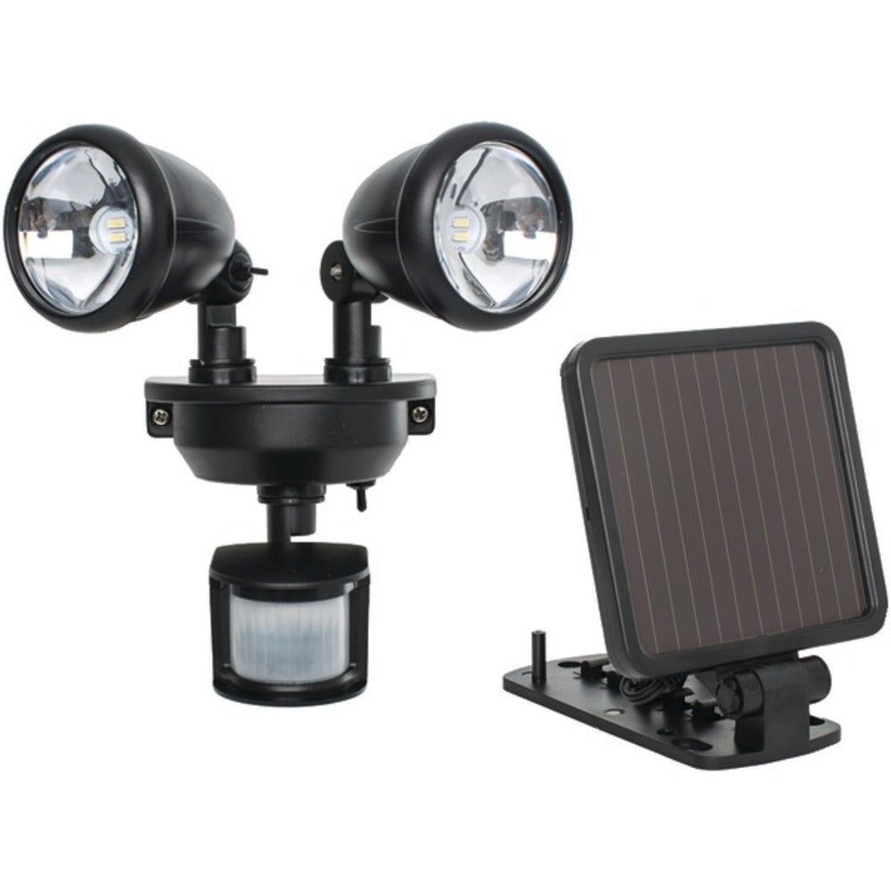 MAXSA Innovations 44215 Solar-Powered Dual-Head LED Security Spotlight (Black) - GadgetSourceUSA