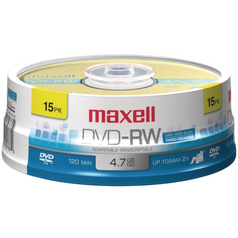 Maxell 635117 4.7GB 120-Minute DVD-RWs, 15-ct Spindle - GadgetSourceUSA