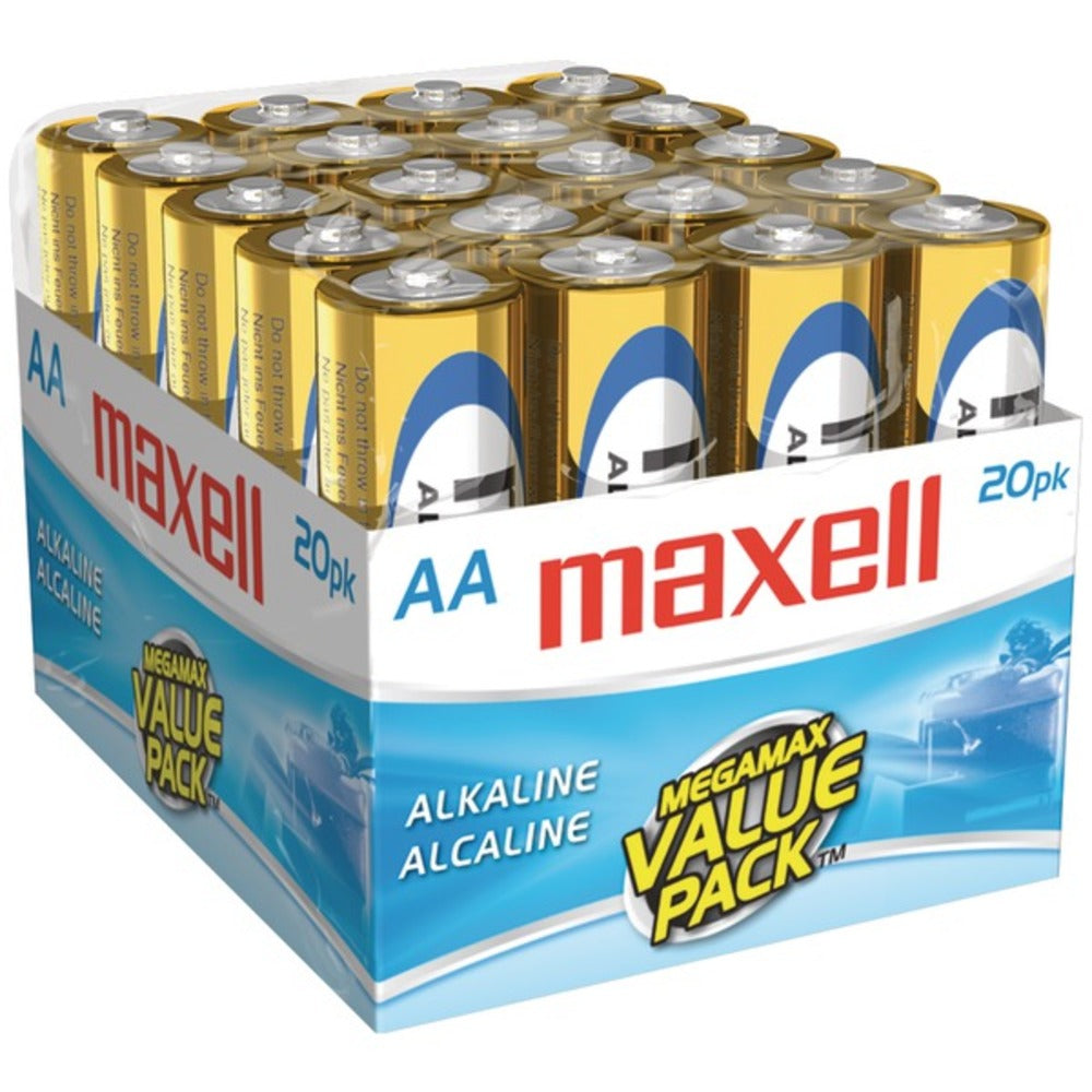 Maxell 723453 - LR620MP Alkaline Batteries (AA; 20 pk; Brick) - GadgetSourceUSA