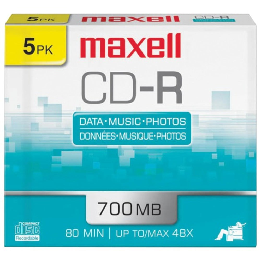 Maxell 623205/648205 700MB 80-Minute CD-Rs (5 pk; Slim Jewel Cases) - GadgetSourceUSA