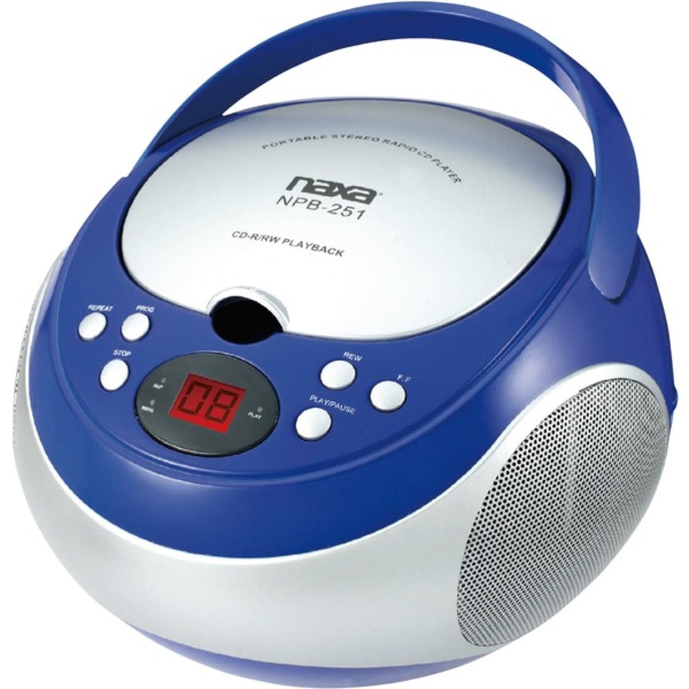 Naxa NPB251BL Portable CD Player with AM/FM Radio (Blue) - GadgetSourceUSA