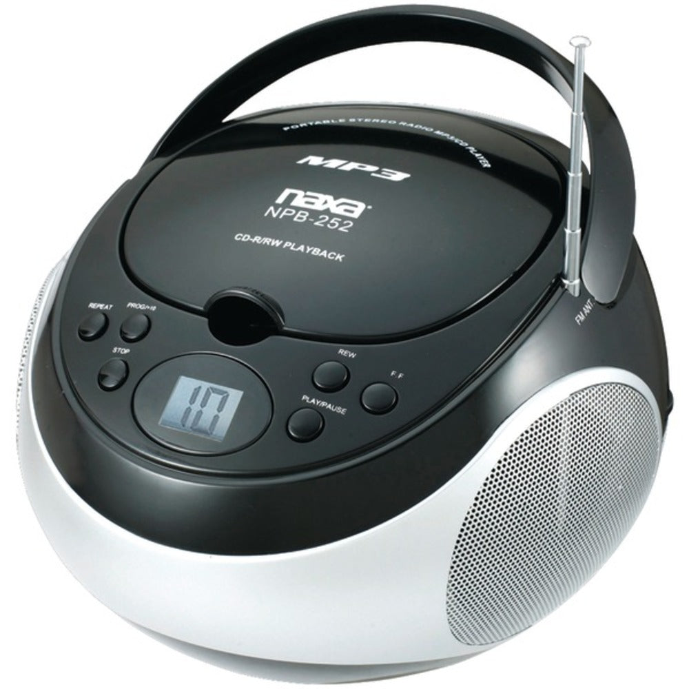 Naxa NPB252BK Portable CD/MP3 Players with AM/FM Stereo (Black) - GadgetSourceUSA