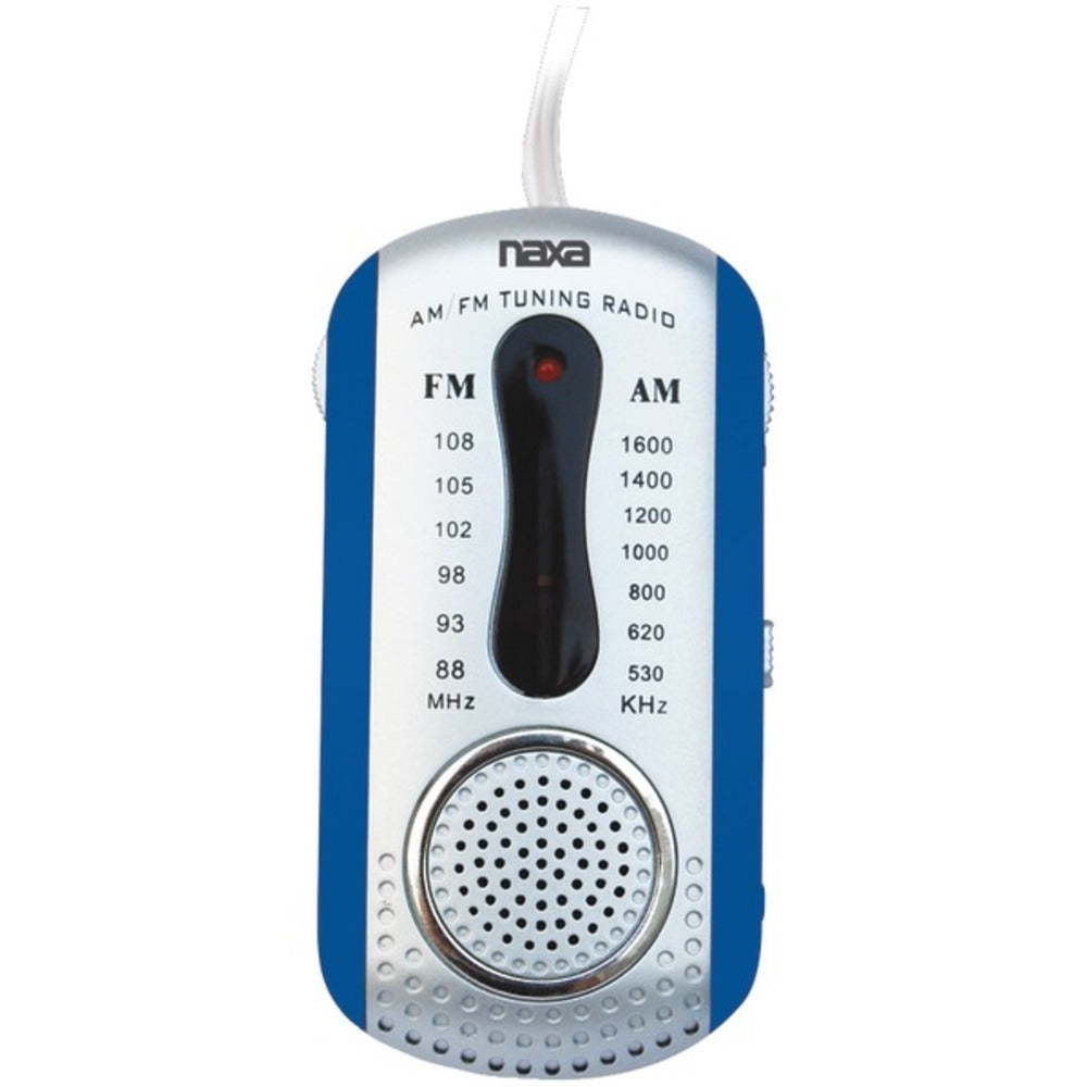 Naxa NR721BL AM/FM Mini Pocket Radio with Speaker (Blue) - GadgetSourceUSA