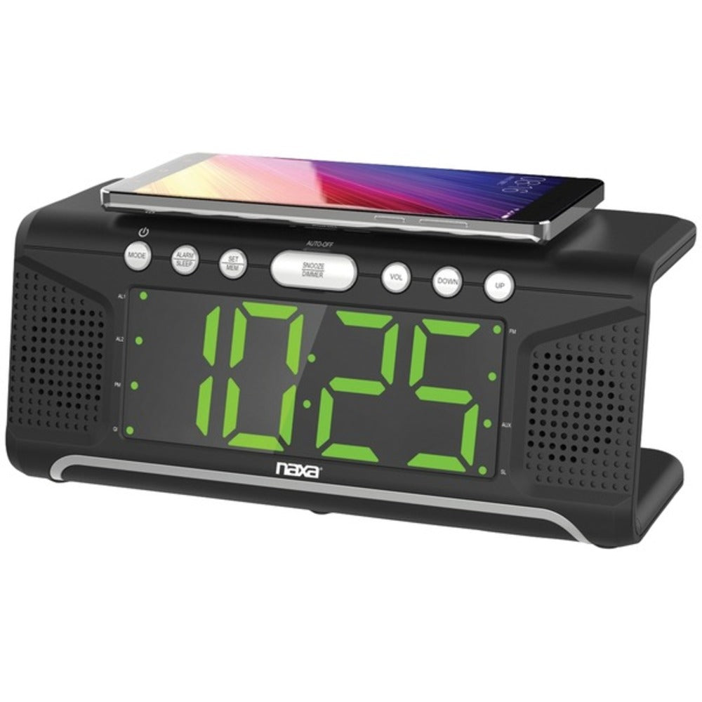 Naxa NRC-190 Dual Alarm Clock with Qi Wireless Charging (1.8" Jumbo Display) - GadgetSourceUSA