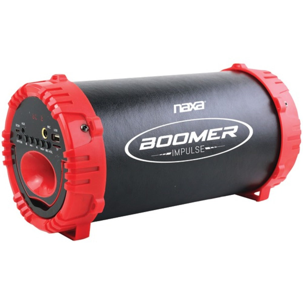 Naxa NAS-3084 RED BOOMER IMPULSE LED Bluetooth Boom Box (Red) - GadgetSourceUSA