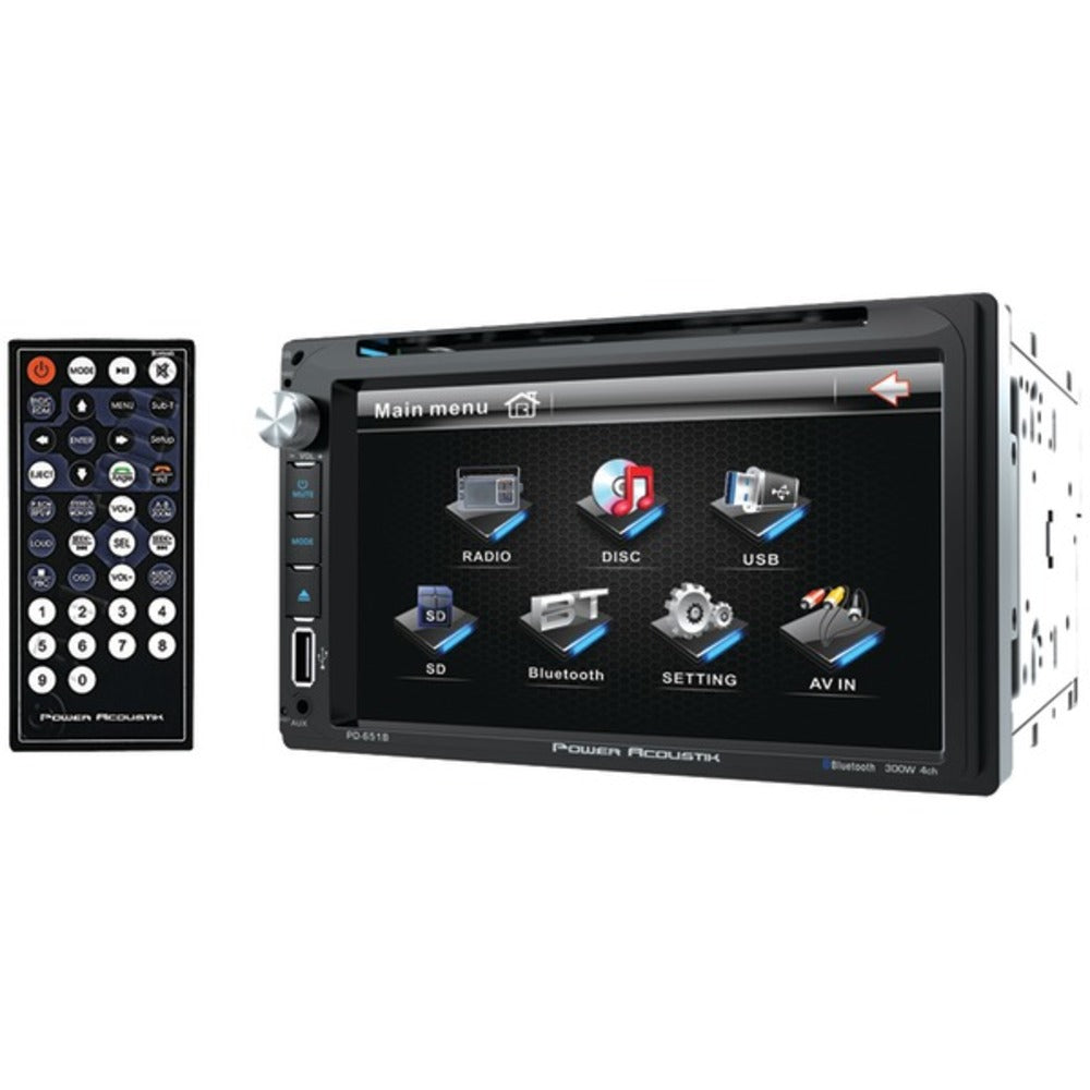 Power Acoustik PD-651B 6.5" Double-DIN In-Dash LCD Touchscreen DVD Receiver (With Bluetooth) - GadgetSourceUSA