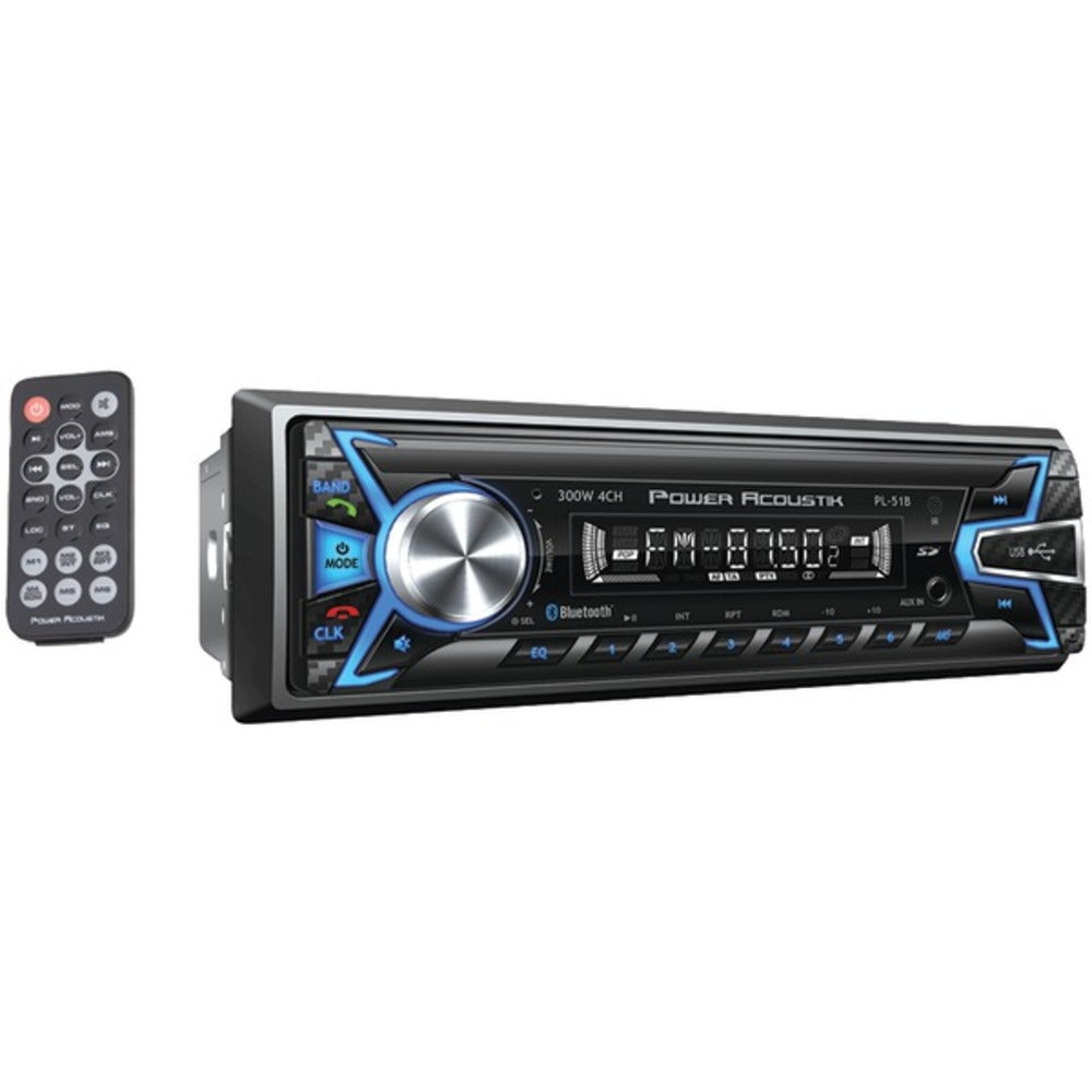 Power Acoustik PL-51B Single-DIN In-Dash Digital Audio Receiver (Bluetooth, Detachable Face) - GadgetSourceUSA