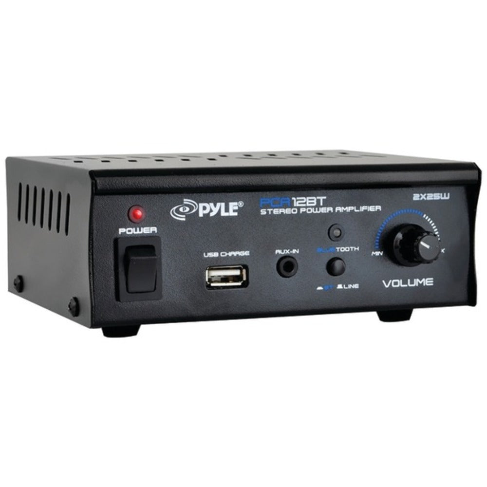 Pyle Home PCA12BT 25-Watt x 2 Mini Blue Series Bluetooth Stereo Power Amp - GadgetSourceUSA