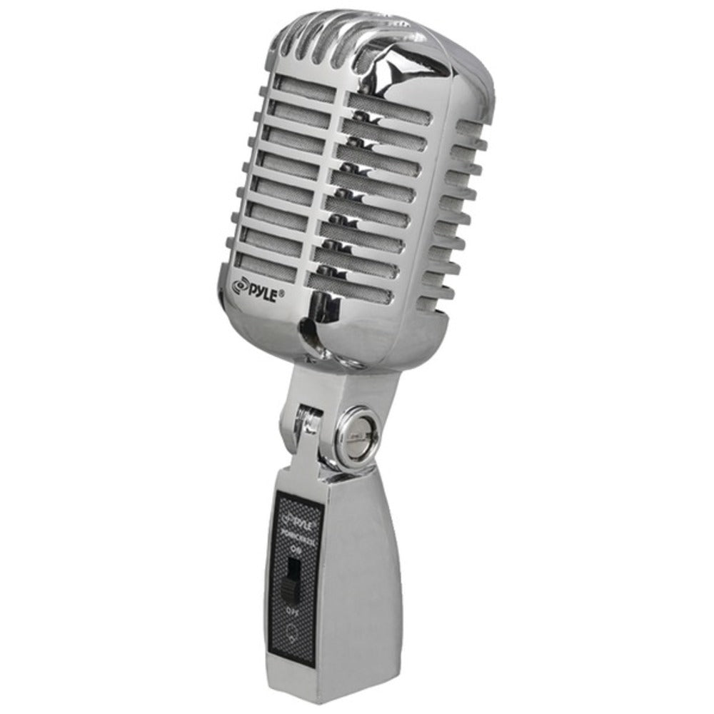 Pyle Pro PDMICR42SL Classic Retro Vintage-Style Dynamic Vocal Microphone (Silver) - GadgetSourceUSA