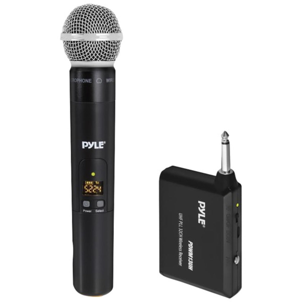 Pyle PDWM13UH UHF Wireless Microphone System with Handheld Microphone, Wireless Transmitter and Universal Plug-and-Play Audio - GadgetSourceUSA