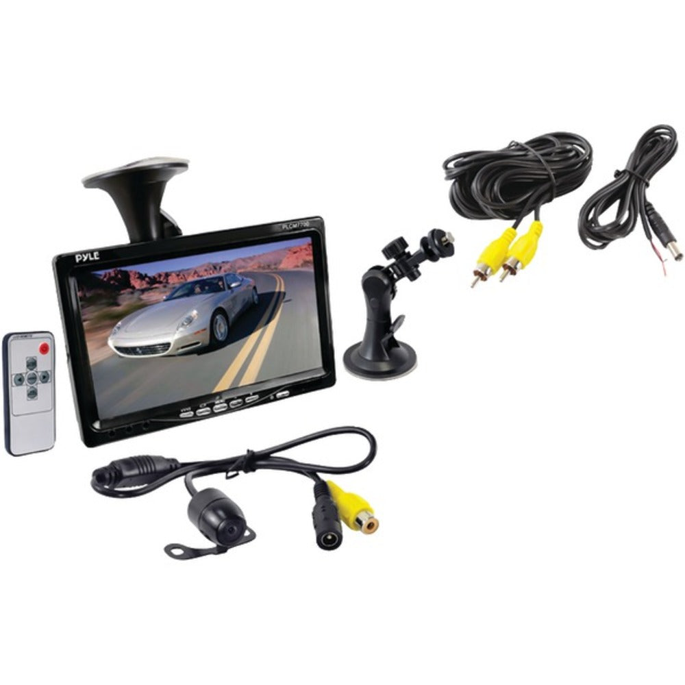 Pyle PLCM7700 Car Backup System with 7-Inch Monitor and Bracket-Mount Backup Camera with Distance Scale Line - GadgetSourceUSA