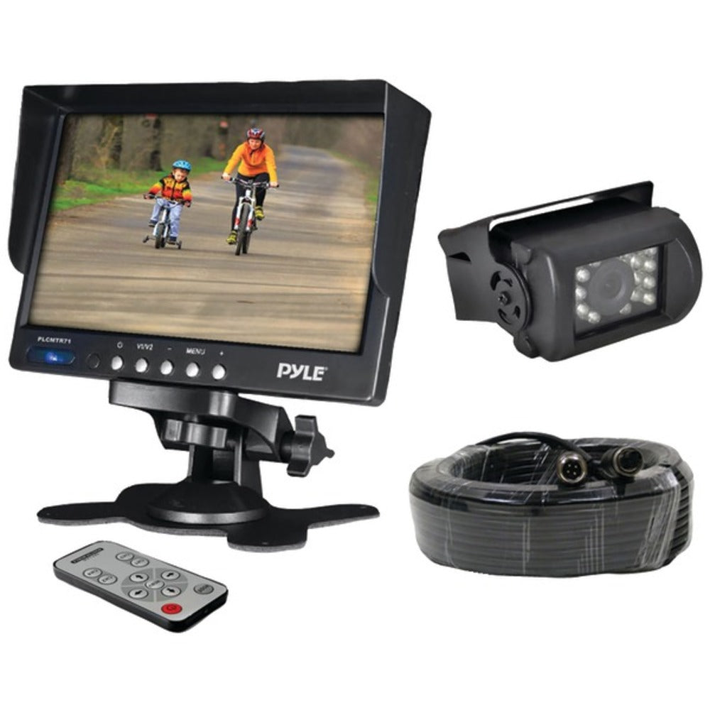 Pyle PLCMTR71 Commercial-Grade Backup Camera System with 7" Monitor and Weatherproof Camera with IR Night Vision - GadgetSourceUSA