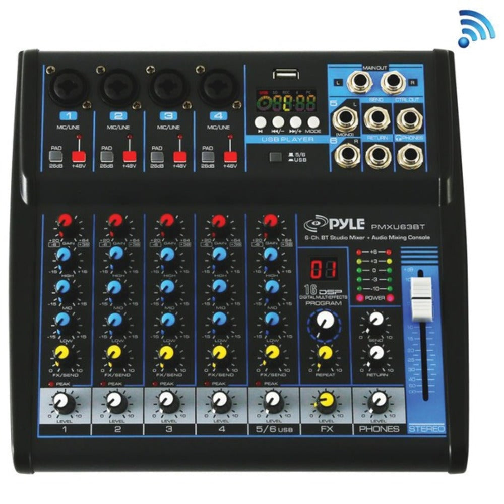 Pyle PMXU63BT 6-Channel Bluetooth Studio Audio Mixer - GadgetSourceUSA