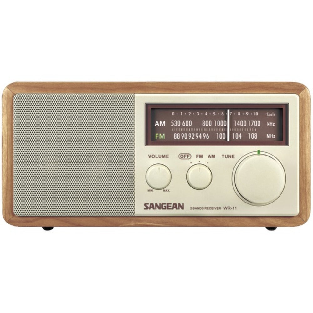 Sangean WR11 Wood Cabinet AM/FM Tabletop Radio - GadgetSourceUSA